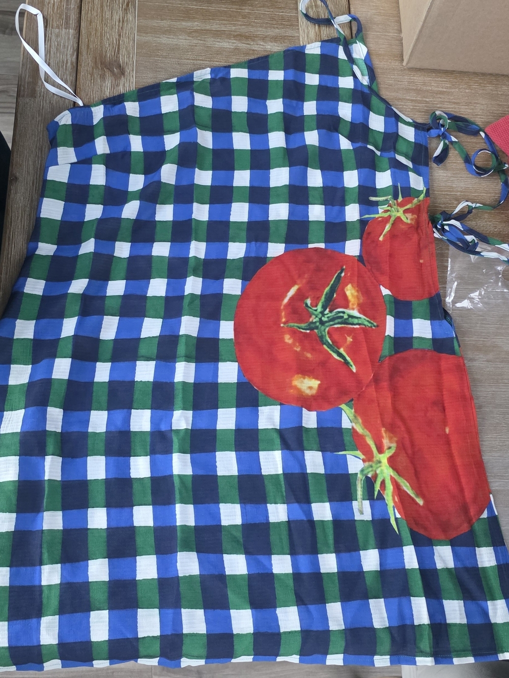 Womens NWOT HUTCH Gingham Tomato Print Summer COVERUP - Blue & Green
